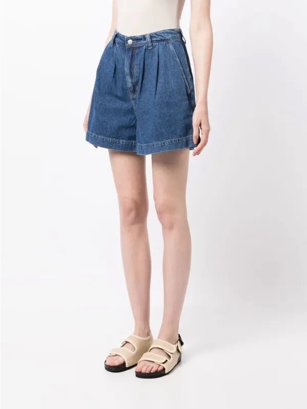 Reformation Francis High Rise Pleated Shorts In June Wash Size 30